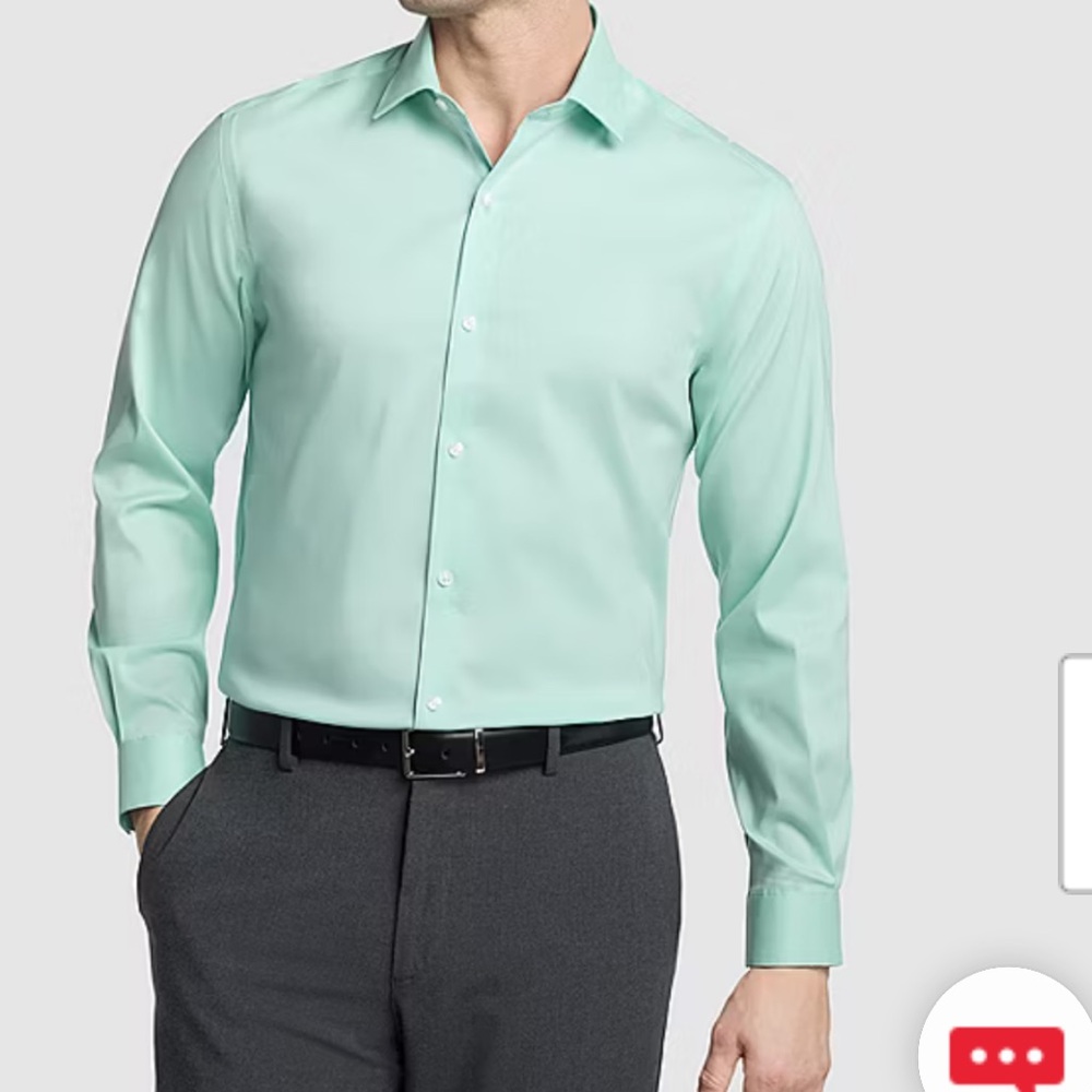 Van Heusen Men's Green Dress Shirt Slim Fit